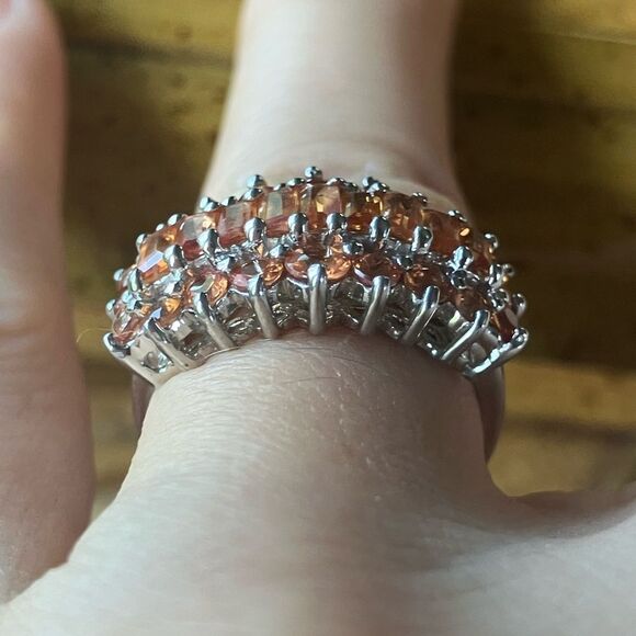Natural Orange Sapphire Sterling Silver Ring Size 6 - Picture 2 of 9